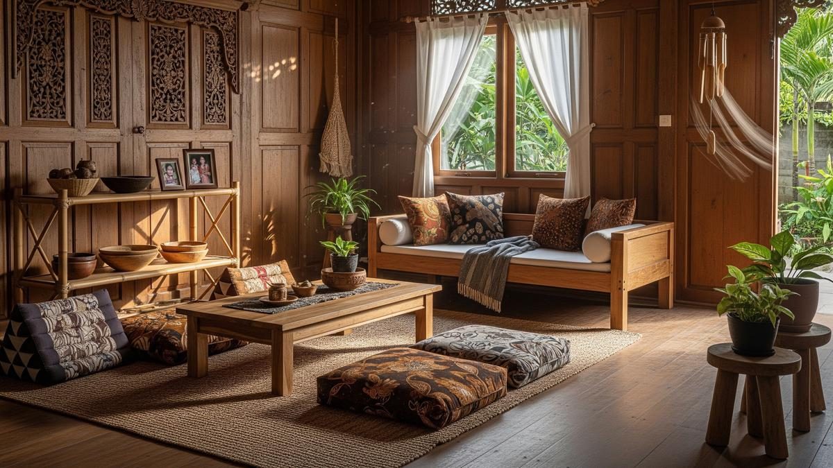 Model Ruang Tamu Rumah Desa Bernuansa Kayu untuk Suasana Hangat