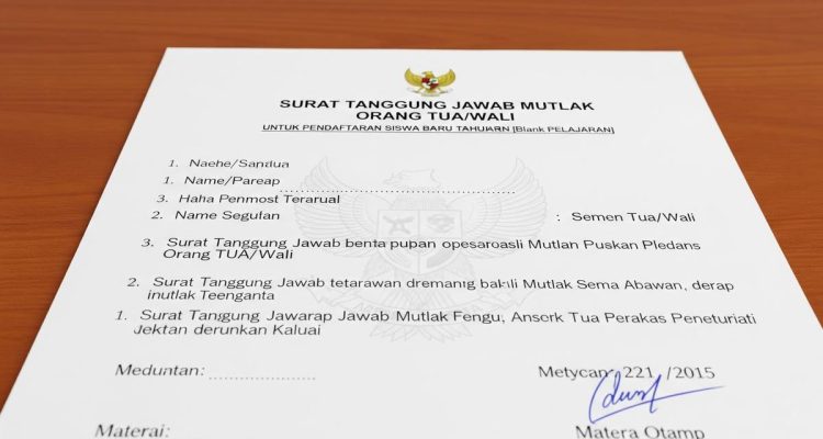 Surat Pernyataan Tanggung Jawab Mutlak Orang Tua untuk Pendaftaran SPMB 2026
