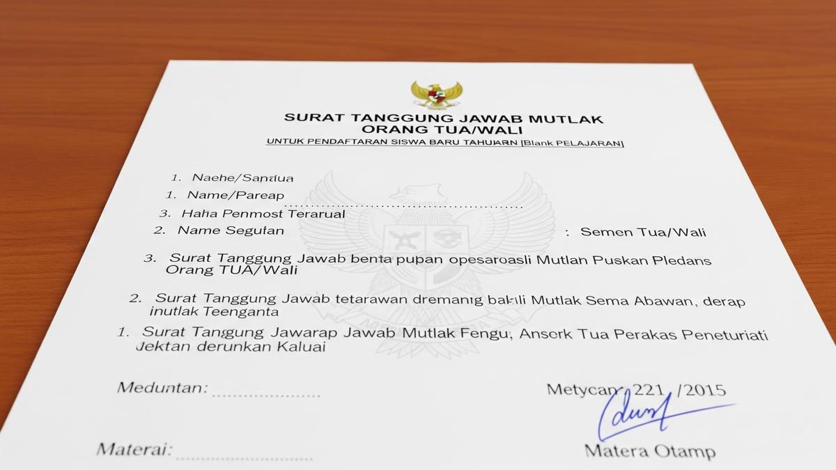 Surat Pernyataan Tanggung Jawab Mutlak Orang Tua untuk Pendaftaran SPMB 2026