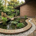 Teras Depan Klasik dengan Kolam Ikan: Nuansa Tenang dan Nostalgia