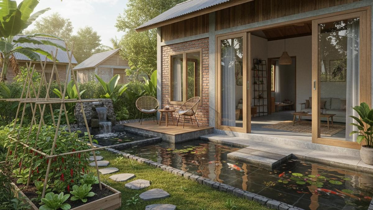 Tips Menghadirkan Area Santai Menyatu dengan Kolam Ikan Mini di Halaman
