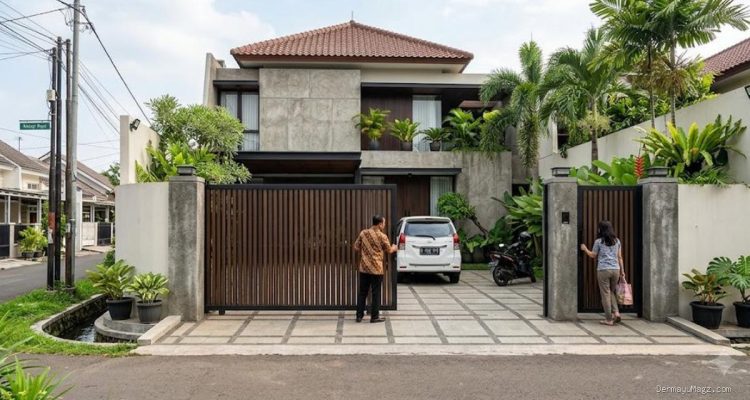 7 Inspirasi Model Gerbang Bergaris Vertikal, Tren Fasad yang Tetap Populer