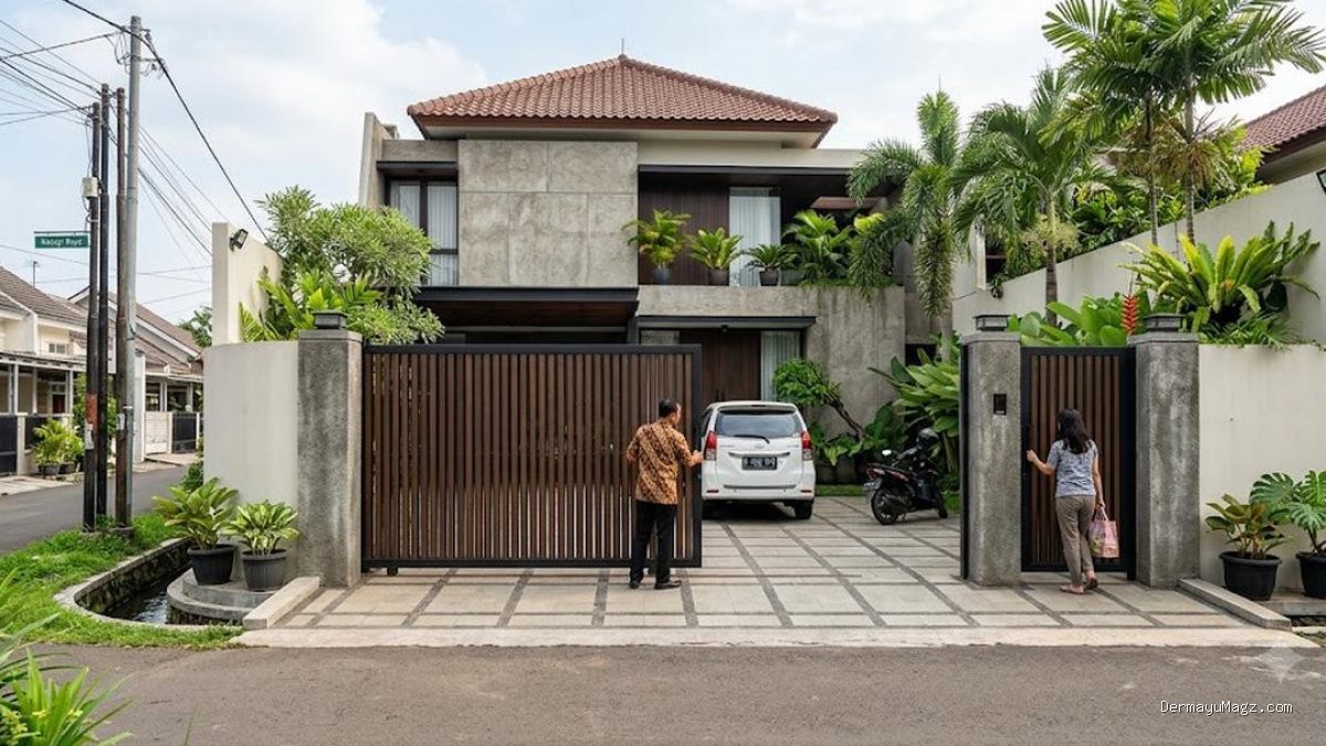 7 Inspirasi Model Gerbang Bergaris Vertikal, Tren Fasad yang Tetap Populer
