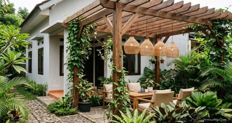 8 Ide Pergola dengan Lampu Gantung untuk Area Bersantai yang Estetik dan Nyaman