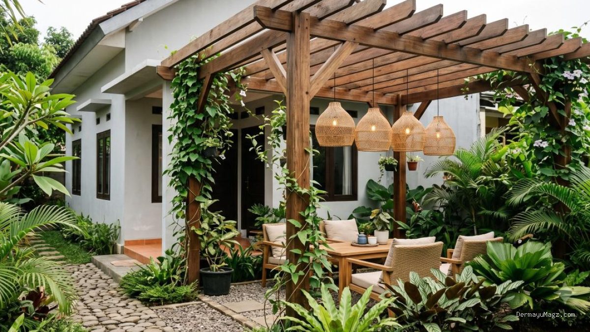 8 Ide Pergola dengan Lampu Gantung untuk Area Bersantai yang Estetik dan Nyaman
