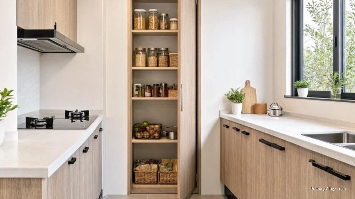 Dapur dengan Pantry Tersembunyi untuk Ruang Lebih Rapi dan Estetik