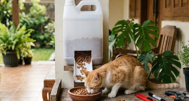 DIY Tempat Pakan Kucing dari Jerigen Bekas, Hemat dan Praktis