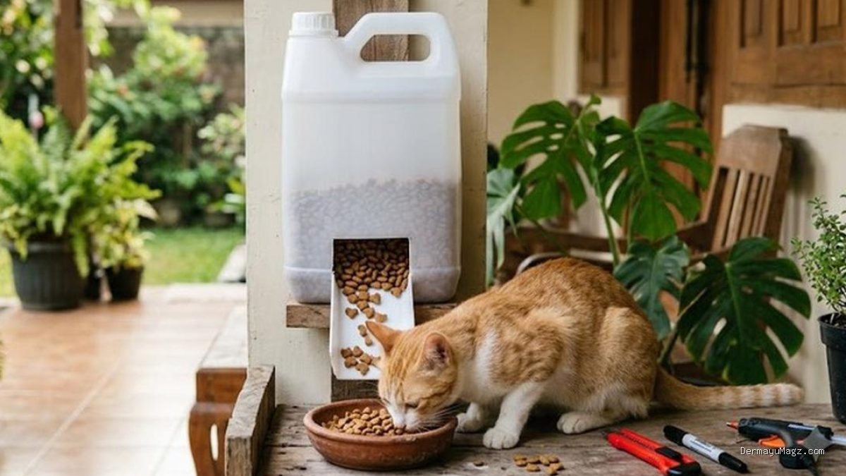 DIY Tempat Pakan Kucing dari Jerigen Bekas, Hemat dan Praktis