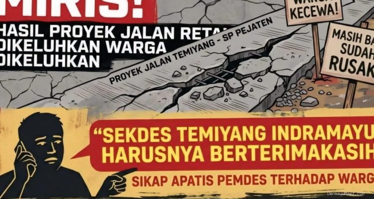 Jalan Retak di Temiyang Indramayu Dikeluhkan, Sekdes: Harusnya Berterima Kasih