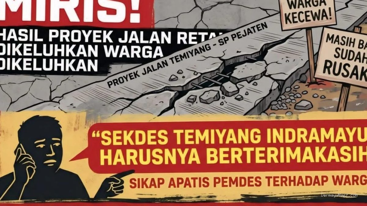 Jalan Retak di Temiyang Indramayu Dikeluhkan, Sekdes: Harusnya Berterima Kasih