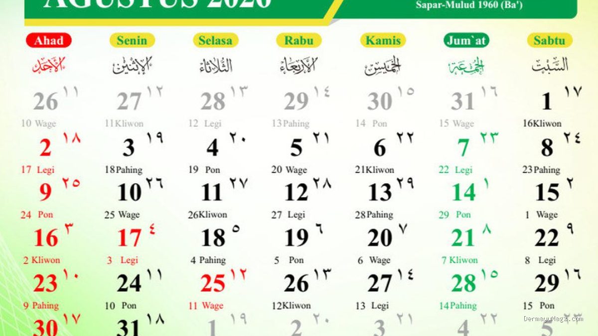 Kalender Islam Agustus 2026: Jadwal Hijriah, Maulid Nabi, & Libur