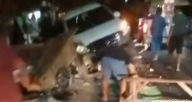 Mobil Hilang Kendali Hantam Lapak Angkringan SMAN 1 Sindang
