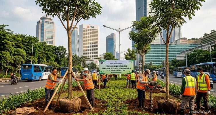 Pohon Instan Ditanam di Jakarta Pusat untuk Jaga Ruang Terbuka Hijau