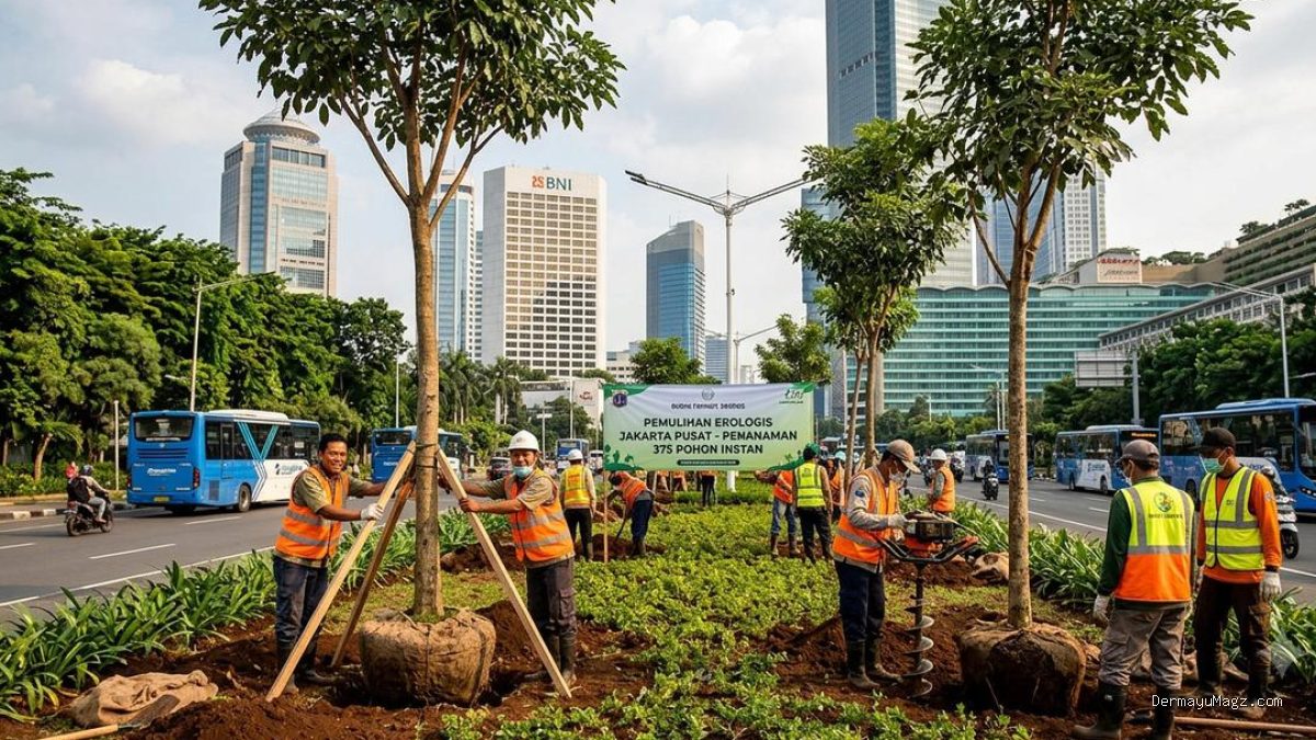 Pohon Instan Ditanam di Jakarta Pusat untuk Jaga Ruang Terbuka Hijau
