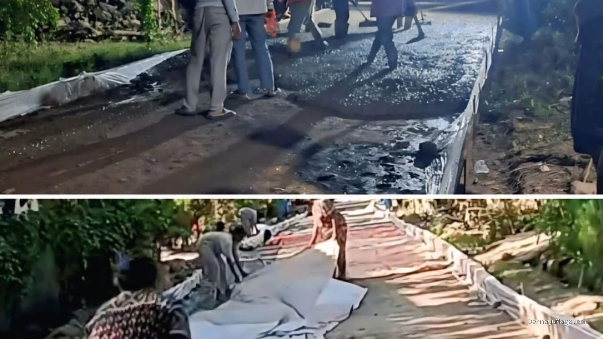 Proyek Rabat Beton Temiyang Tanpa Alas Plastik: Warga Sorot Dugaan Tabrak RAB