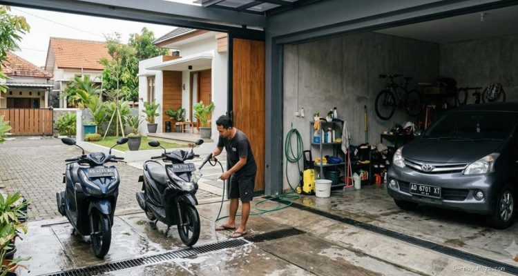 Solusi Praktis Rumah Modern: 8 Inspirasi Area Cuci Motor di Dalam Garasi