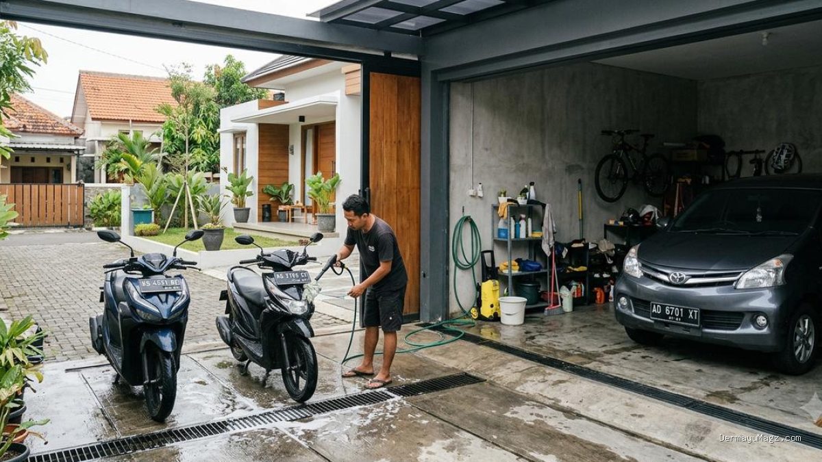 Solusi Praktis Rumah Modern: 8 Inspirasi Area Cuci Motor di Dalam Garasi