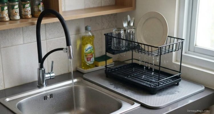 10 Trik Area Cuci Piring Dapur Sempit Tetap Kering & Anti Becek
