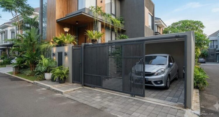 12 Ide Pintu Pagar Geser untuk Carport Sempit agar Lebih Lega
