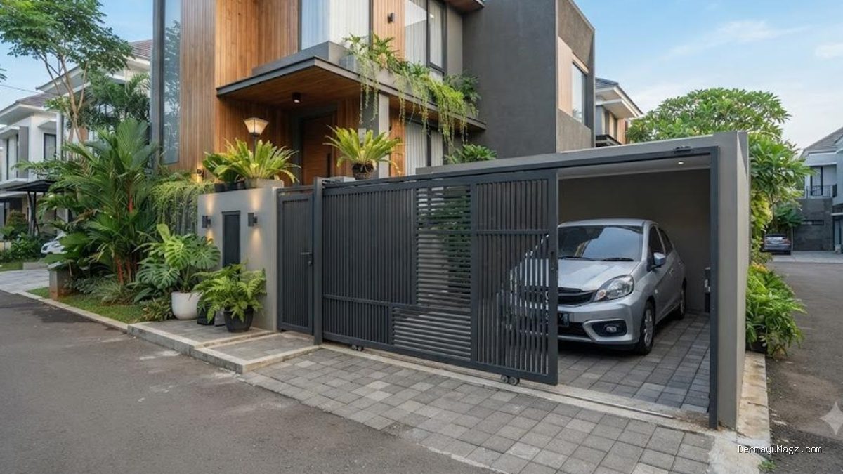12 Ide Pintu Pagar Geser untuk Carport Sempit agar Lebih Lega