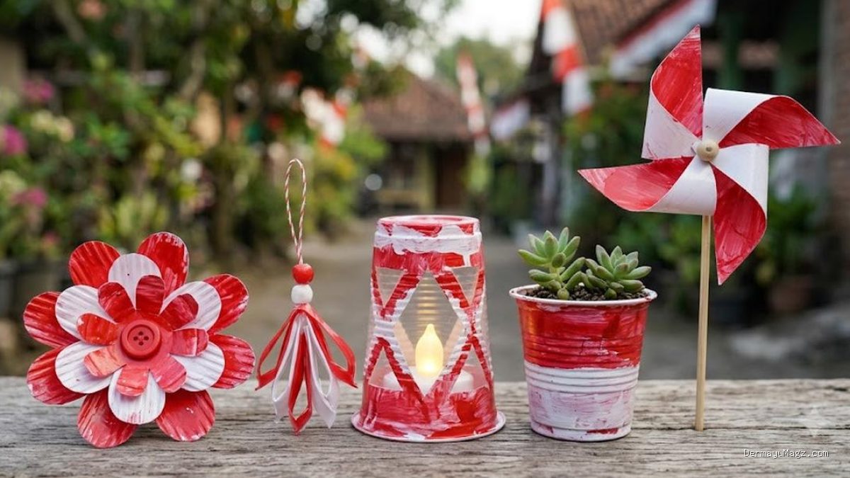 6 Kreasi Hiasan Merah Putih dari Gelas Bekas, Bikin Gang Makin Estetik