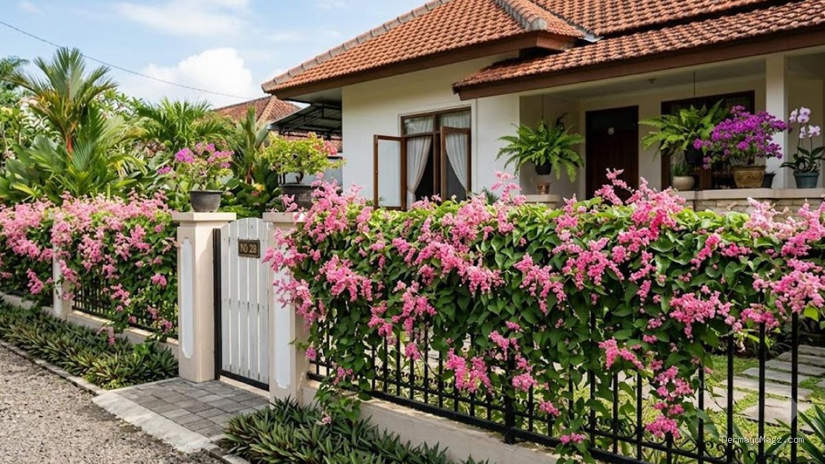 7 Ide Pagar Rumah dengan Bunga Air Mata Pengantin Estetik