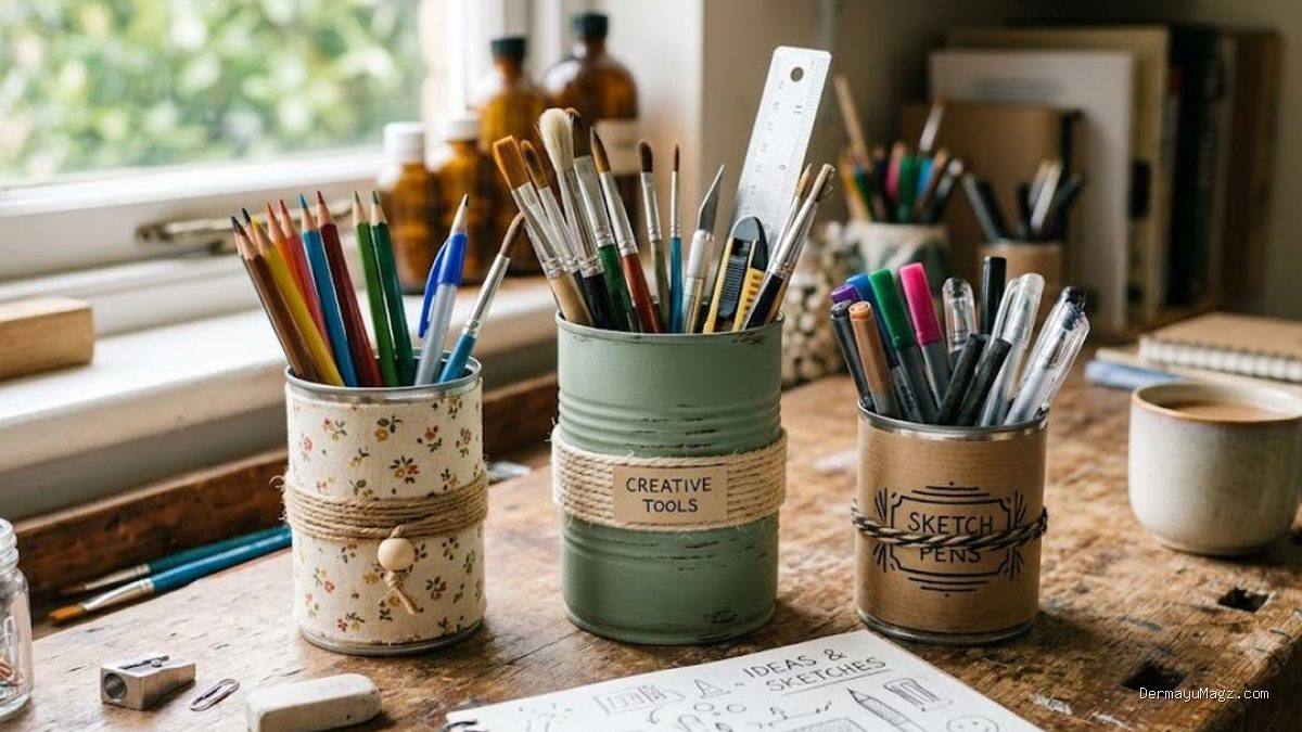 8 Ide Kreatif Tempat Alat Tulis dari Kaleng Bekas, Mudah Dibuat!