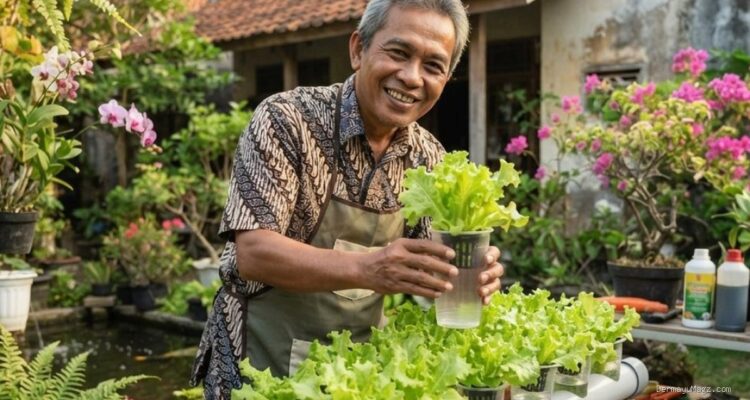 Trik Menanam Selada Hidroponik Pakai Gelas Bekas, Hobi Cuan Pensiunan