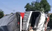 Truk Bermuatan Terguling di Jalan Raya Losarang Indramayu Hari Ini